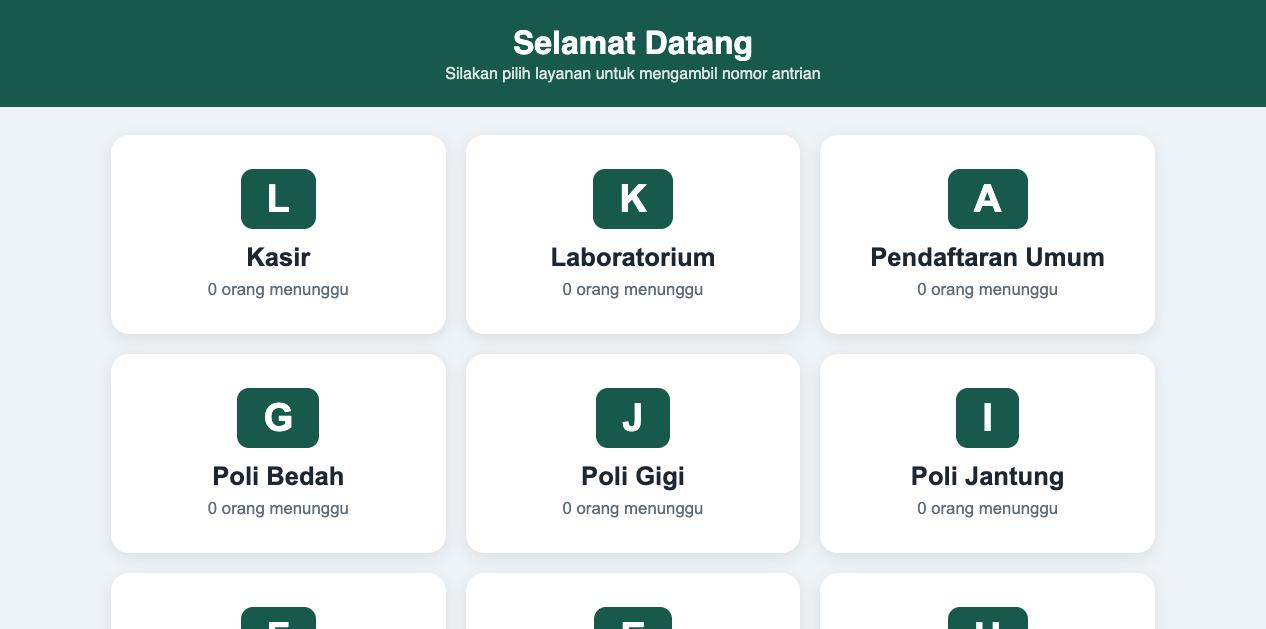 Kiosk ambil nomor antrian mandiri