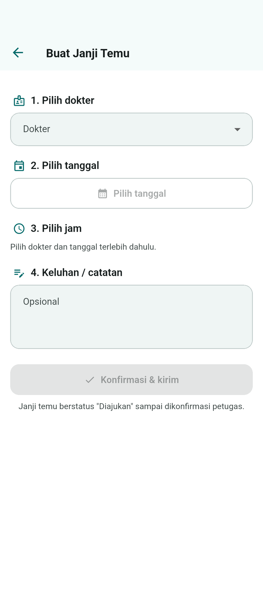 App pasien: buat janji temu