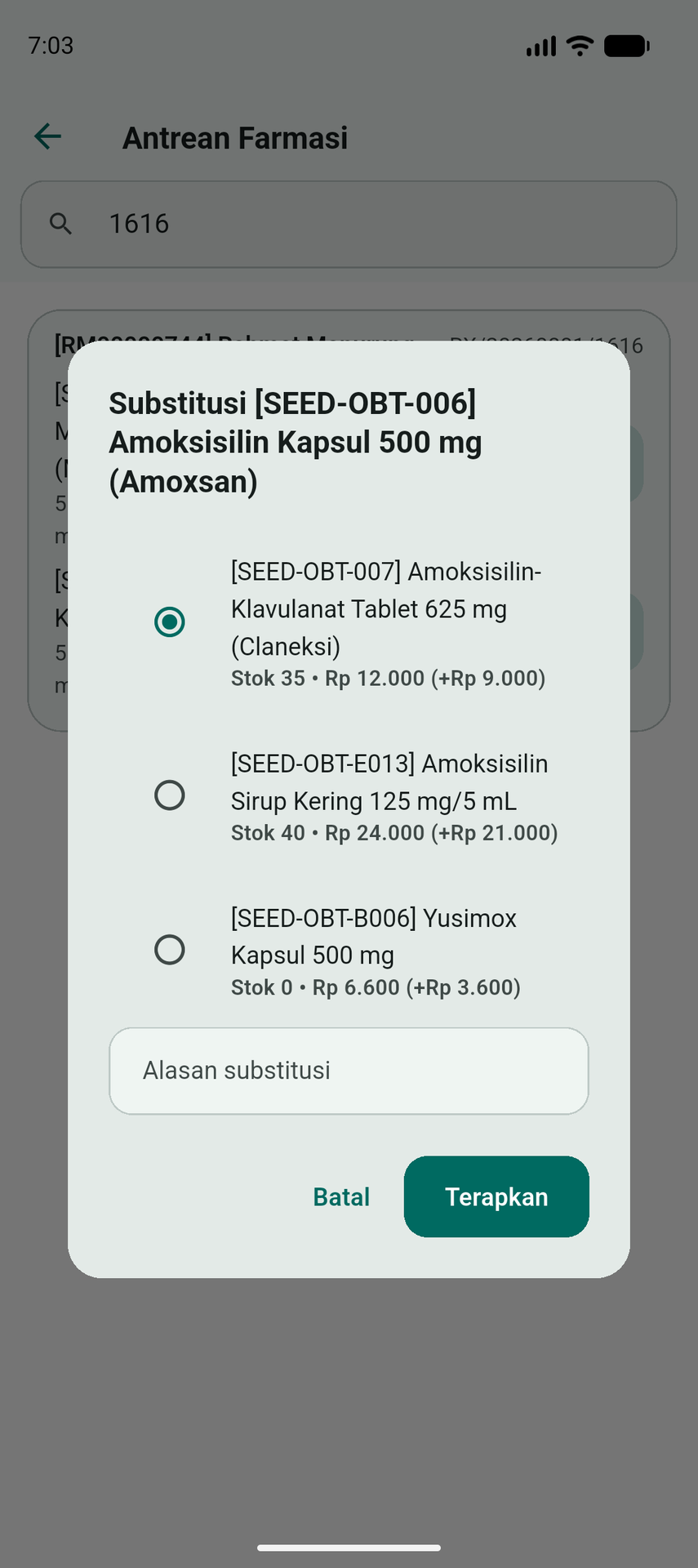Farmasi: substitusi se-zat-aktif — stok & penghematan tampil